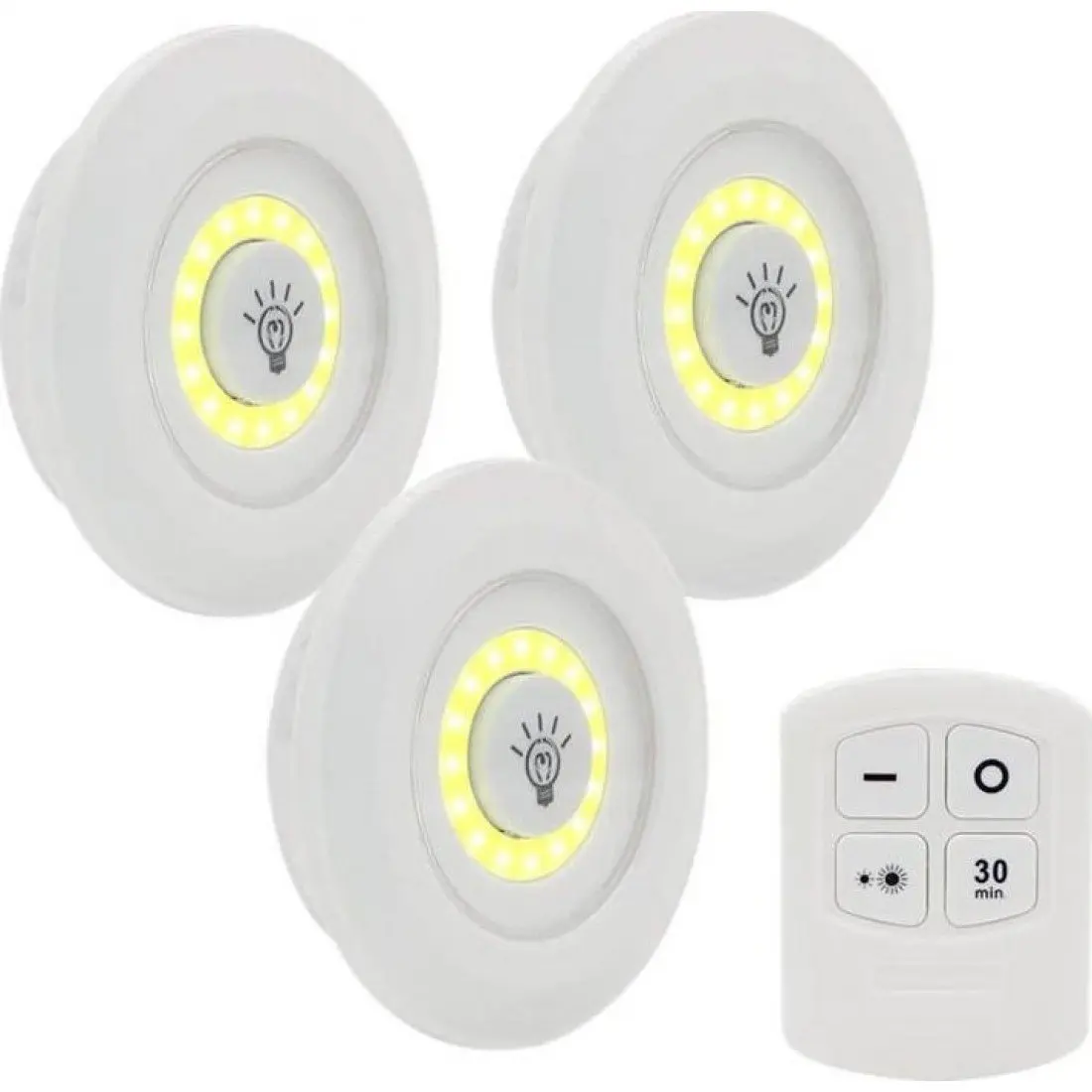Spots d'intérieur sans fil 3 LED avec télécommande