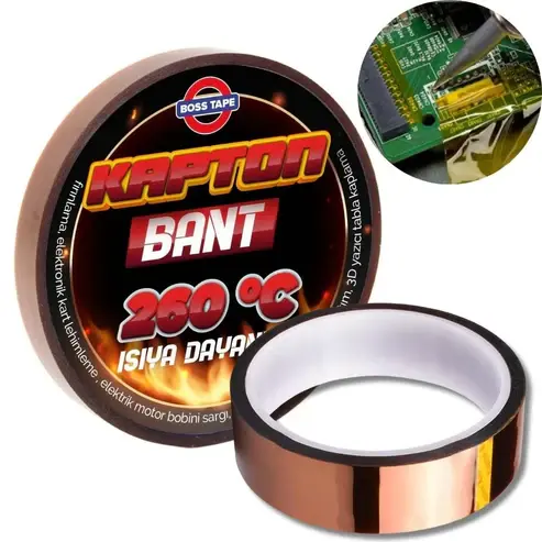 Ruban adhésif avec silicone pour carte de circuit imprimé Polyimide Kapton +260° 9mmx33mt