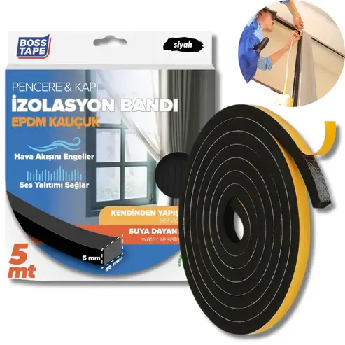 Joint d'étanchéité pour porte , fenêtre, isolation thermique, EPDM 6mm,NOIR
