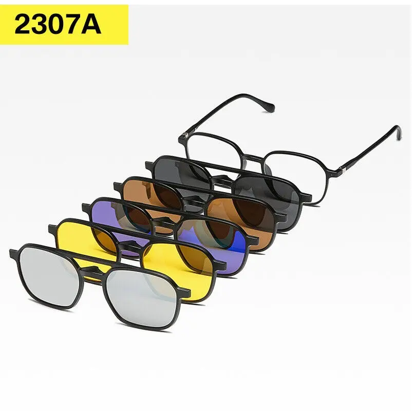 Monture de lunettes de soleil 6 en 1 pour hommes et femmes, Clip magnétique optique polarisé Réf 2307A