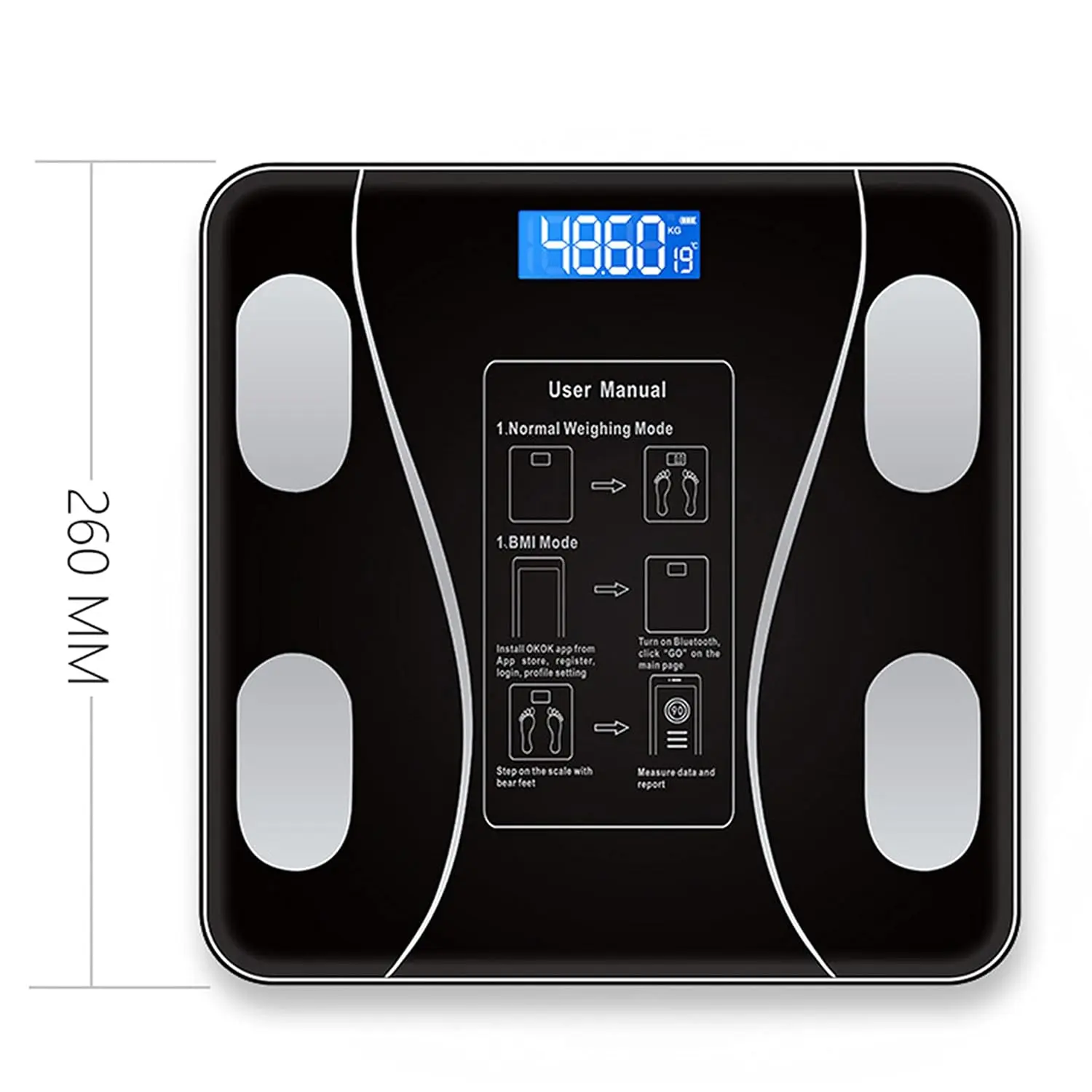 Balance de Salle de Bain Ménager Précise Pesage de Poids Numérique Échelle IMC Analyseur de Composition Corporelle Max 180 Kg