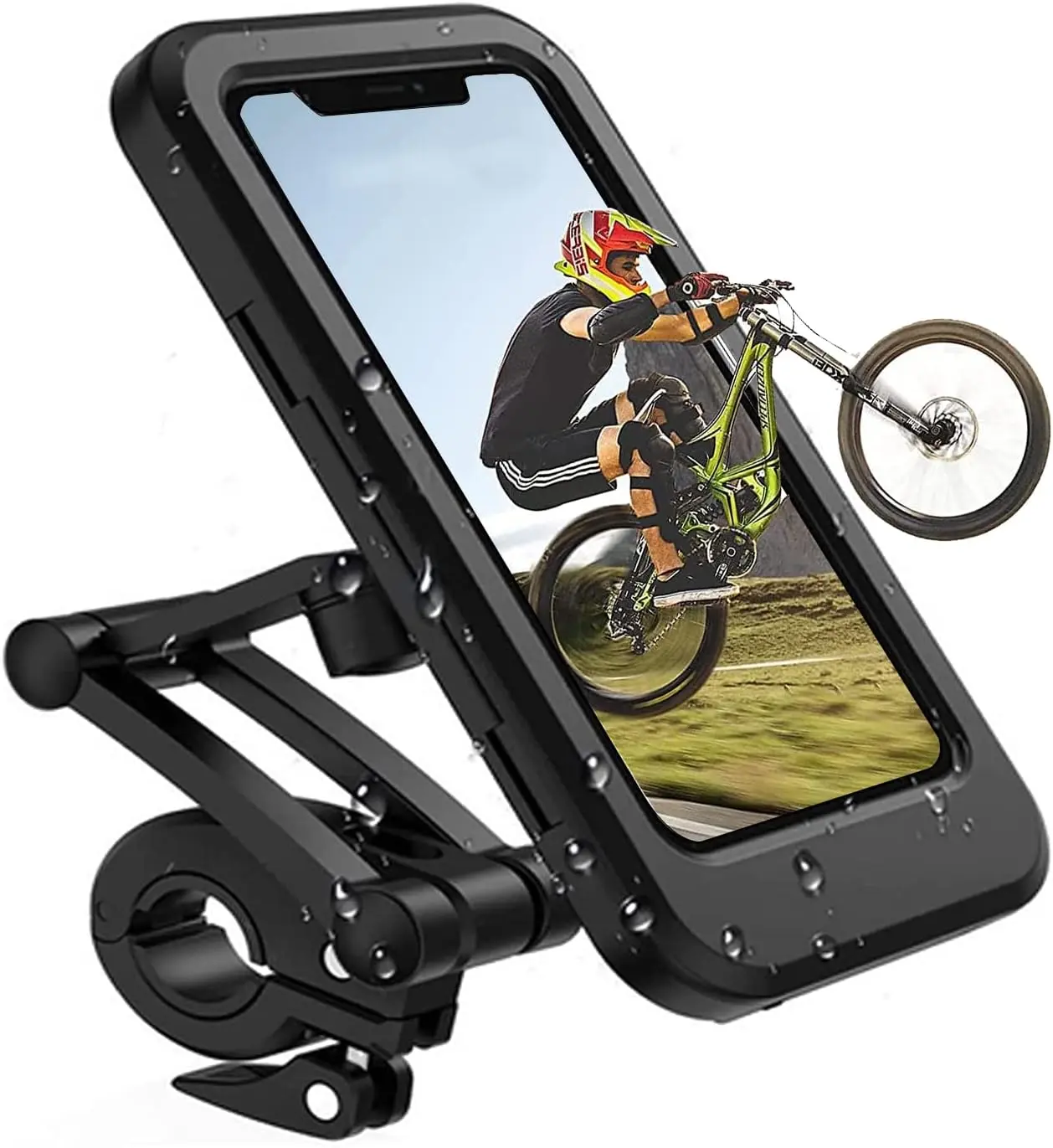 Support Telephone Réglable en Hauteur, Pivotant à 360°, Support Smartphone Velo & Moto