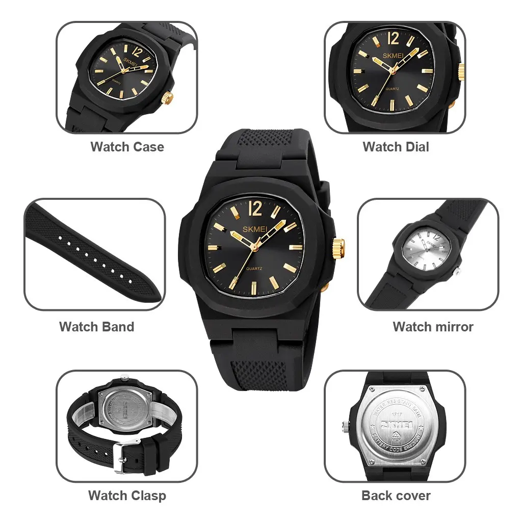 SKMEI-Montre à quartz étanche décontractée pour hommes et femmes, montres-bracelets de sport rétro