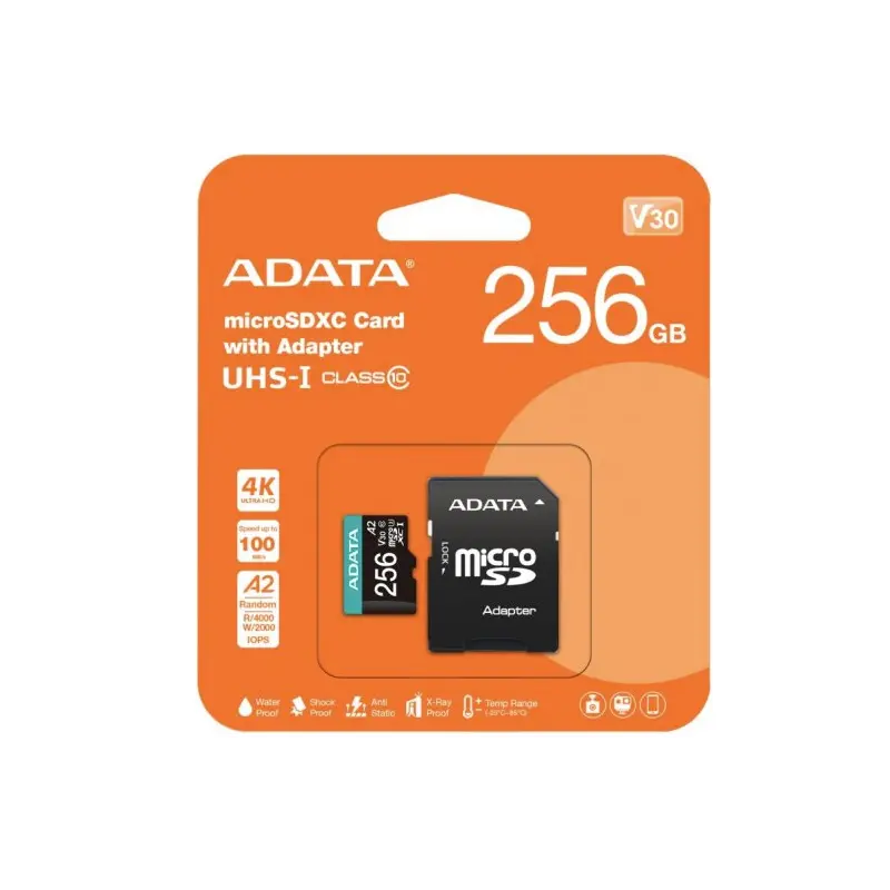 Carte mémoire 256 Gb Adata class 10 avec adaptateur