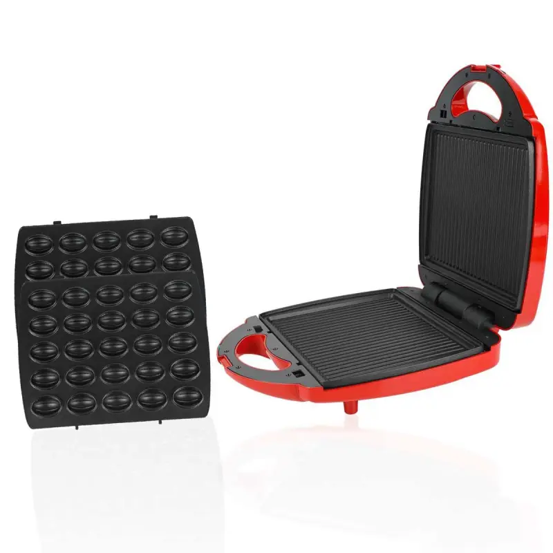 Appareil de cuisson 2 en 1 Panini & Noix Topmatic EST-1400.1 / 1400 W / Rouge - Garantie 1 An