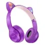 Casque Bluetooth Oreilles de Chat P47M avec Jeu de Lumière Violet