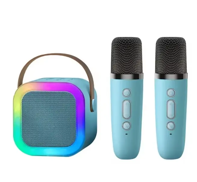 Haut Parleur Bluetooth K12 avec 2 Micro Karaoké Sans Fil Bleu